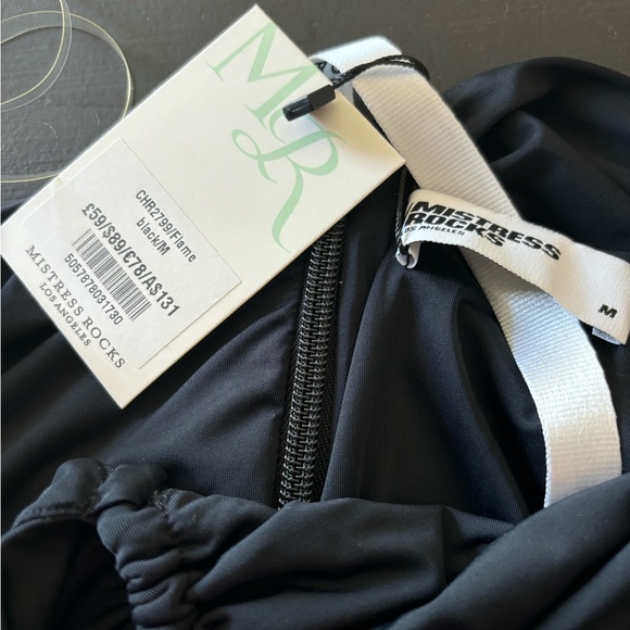 House of CB - FLAME - Mistress Rocks - Black Jersey Asymmetric Cutout Mini Dress - Picture 2 of 6